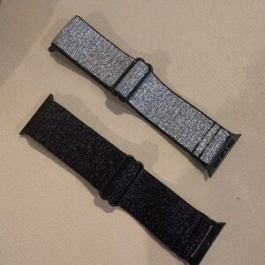 Glitter Elastic Apple Watch Bands - Silver & Black 38 40 41mm Women Girls 2 Pack